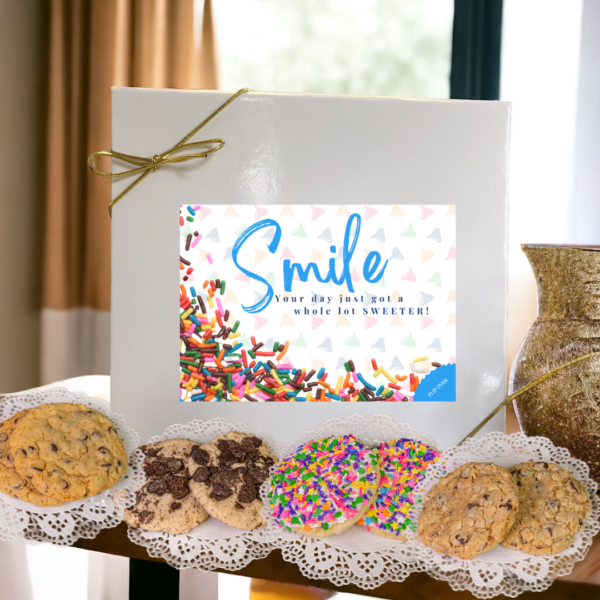 Assorted cookies with colorful card