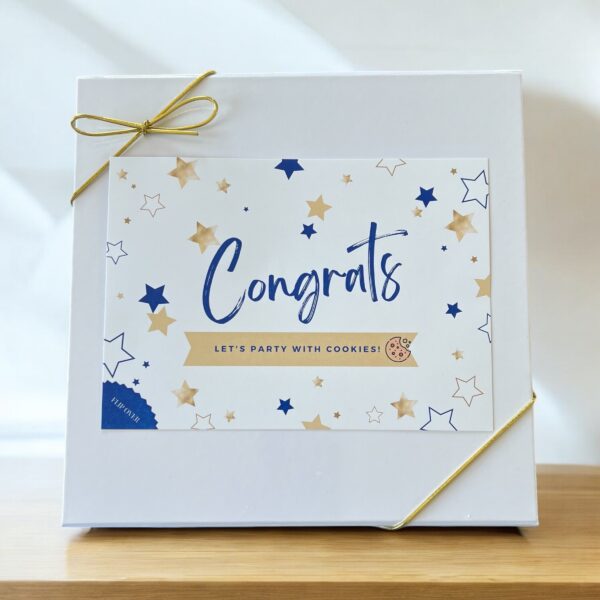 Box of cookies to celebrate and congratulate