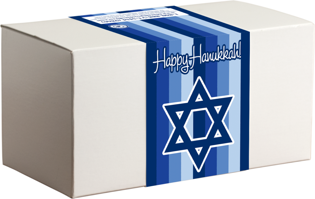 Hanukkah themed box with Star of David design