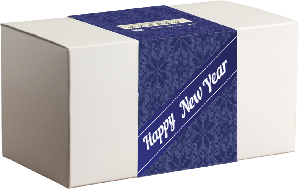 Gift box with 'Happy New Year' banner